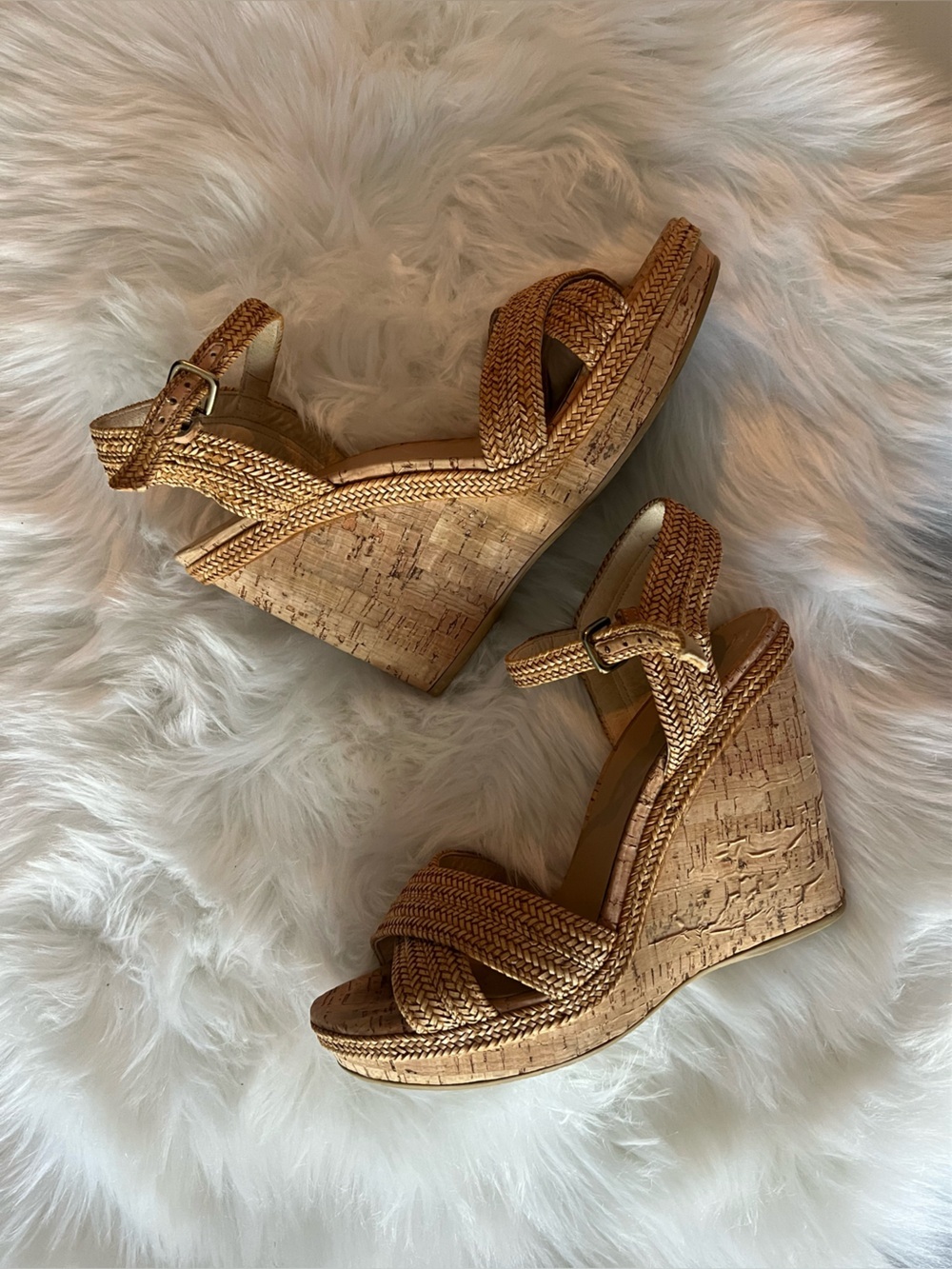 Stuart Weitzman Beige Raffia Cork Wedge
Sandals size 10 excellent condition! - Picture 3 of 10